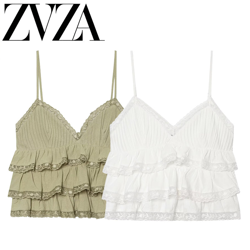 ZA 夏季新款 ZV女装 欧美风 时尚百搭款薄纱叠层刺绣上衣0881031