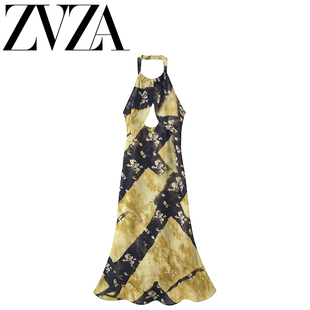 ZA 夏季新款 ZV女装 欧美风 时尚百搭简约挂脖镂空连衣裙 9017046