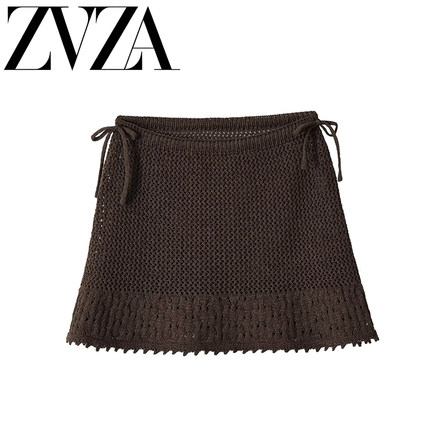ZA 夏季新款 ZV女装 欧美风 时尚百搭侧边系带针织半身裙 6236039