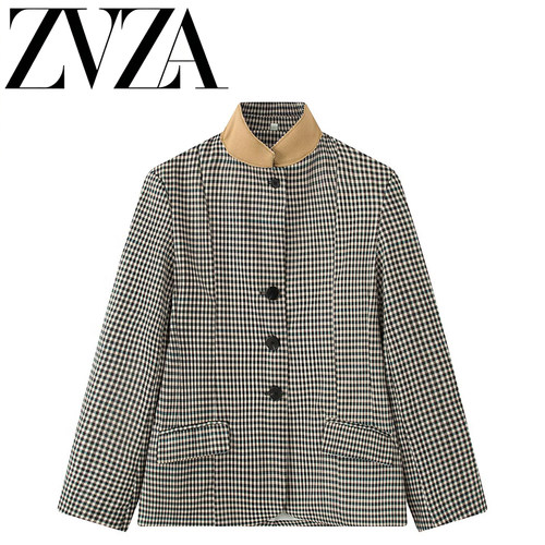 ZA 夏季新款 ZV女装 欧美风 时尚百搭简约设计 高领修身西装外套