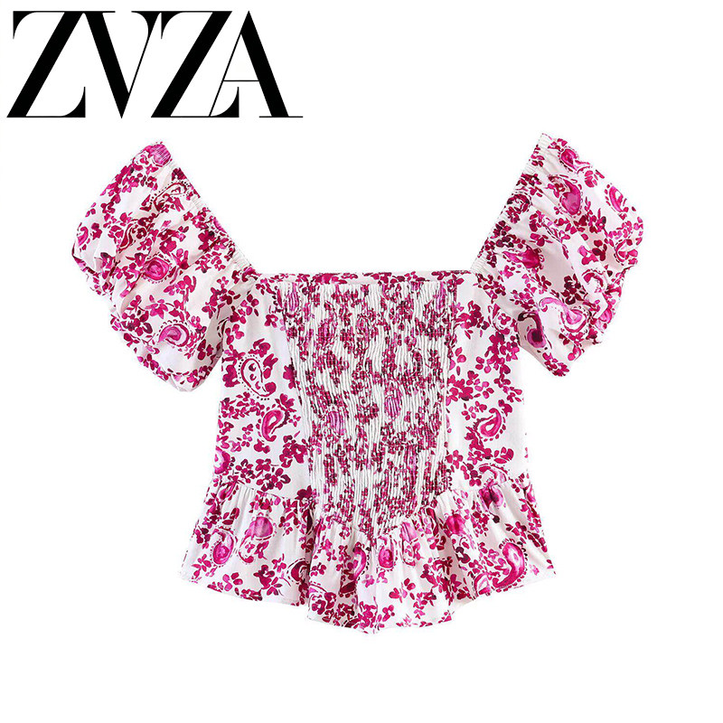 ZA 夏季新款 ZV女装 欧美风 时尚款印花紧身胸衣式上衣 2587 055