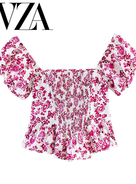 ZA 夏季新款 ZV女装 欧美风 时尚款印花紧身胸衣式上衣 2587 055
