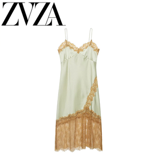 ZA 夏季新款 ZV女装 欧美风 时尚百搭蕾丝内衣风连衣裙2678048982