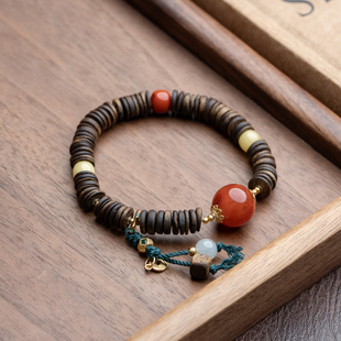 莺歌绿奇楠沉水片珠随形单圈手串蜜蜡火焰纹南红（多样性发货）