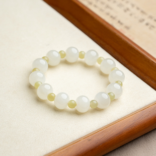 12mm单圈手串蜂蜜水原创黄口新中式 和田玉9 多样性发货 无尽夏