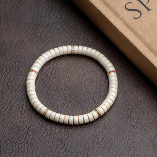 猛犸牙6*3mm药片珠单圈手串简约大气精工片片珠原创设计手串