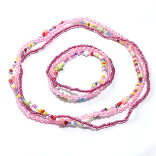 夕瑶小公主外贸饰品儿童女弹力手工串珠多层细珠蝴蝶手链项链套装