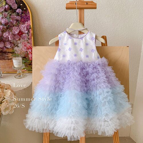 女童连衣裙夏薄款2026新款儿童多巴胺公主裙周岁女宝宝礼服裙子潮