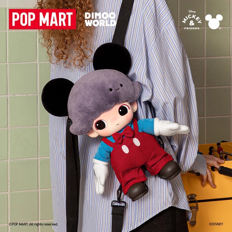 POPMART泡泡玛特DIMOO WORLD迪士尼联名系列周边米奇搪胶毛绒背包
