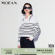 高级感100%绵羊毛衫 黑白条纹POLO领针织衫 女MOFAN摩凡2026春新款