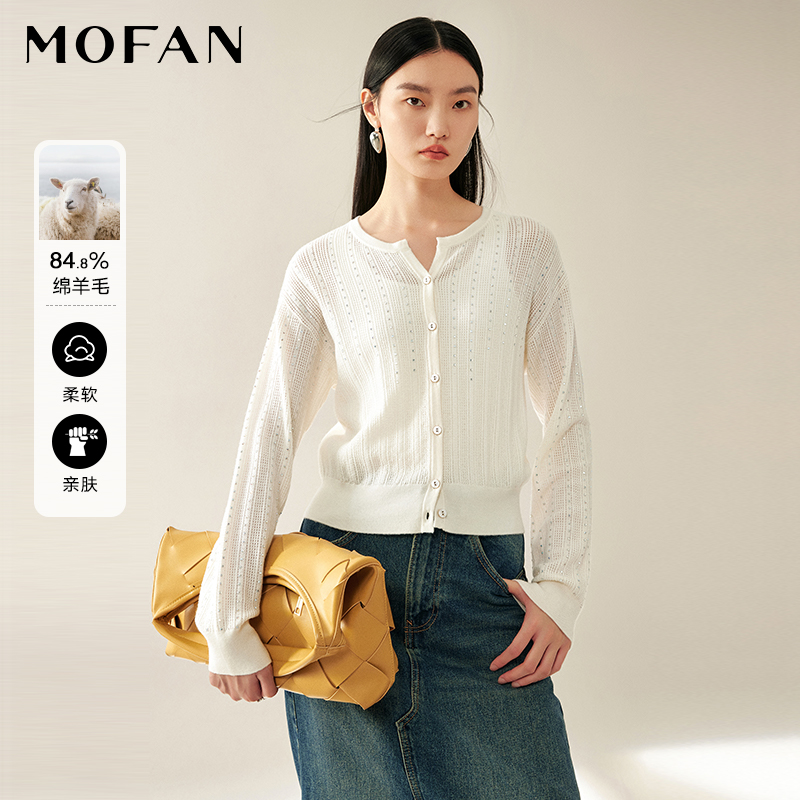 MOFAN摩凡秋新款米白毛针织衫