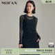 圆领女式 MOFAN摩凡春秋新款 上衣显瘦 黑色性感透视假两件小衫 时尚