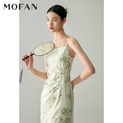 MOFAN摩凡夏新款杏色连衣裙