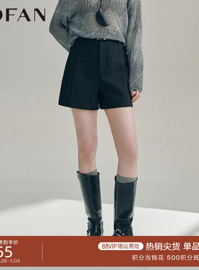 都市黑色高腰休闲短裤女MOFAN摩凡2025秋新款韩版百搭直筒裤显瘦