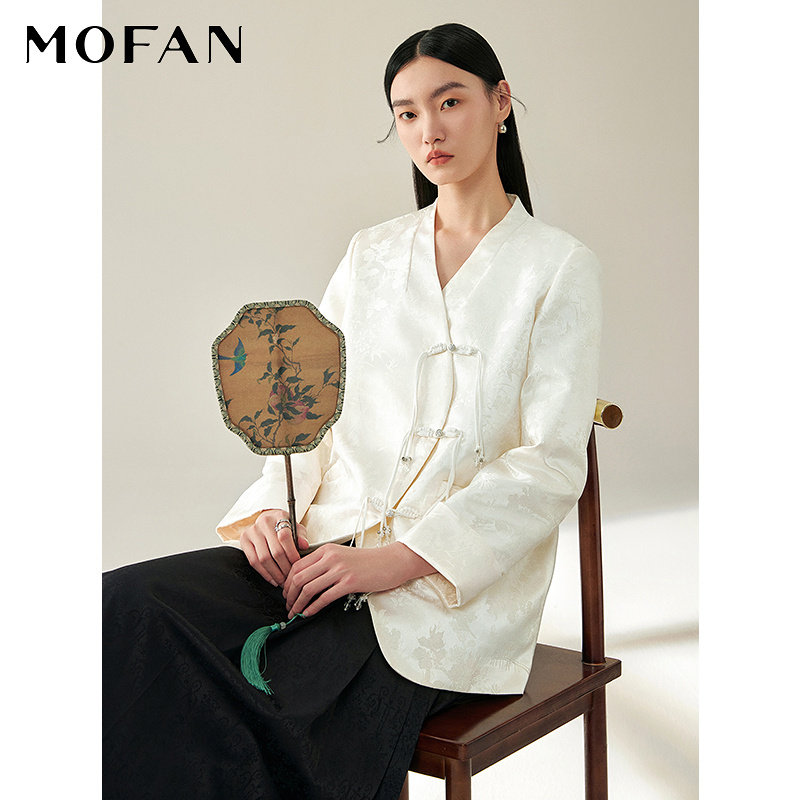 MOFAN摩凡新中式提花盘扣流苏短外套女春秋新款椰奶色休闲上衣,女装/女士精品,短外套,淘宝优惠券,粉丝福利购,淘宝优惠卷