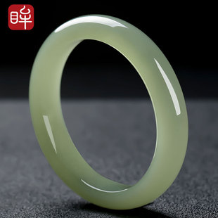 印象眸正品和田玉手镯湖水绿冰晴水女款平安玉镯子礼物【传承级】