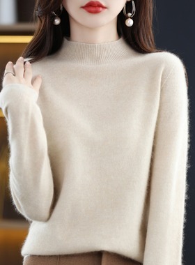 羊毛衫女半高领针织毛衣一线成衣短款毛衣内搭羊毛打底衫女跨境