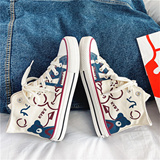 XZ1118-7823P45男士高帮涂鸦帆布鞋板鞋，男鞋帆布鞋，星座1118