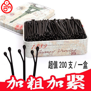 小黑掐子发卡儿童黑掐针黑色黑棍卡子小号不掉漆一字夹别头发的