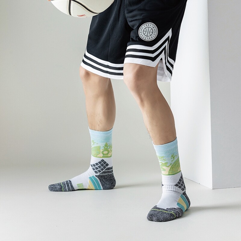 Professional Basketball Socks for Men, Elite Performance, Winter Mid-Calf High-Top Towel Bottom Sports Socks, Trendy