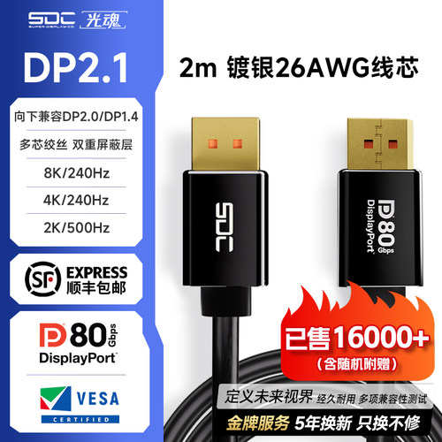SDC/光魂镀银DP2.1线材