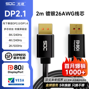 SDC 镀银DP2.1线显卡240Hz显示器线80G带宽电脑数据8K旗舰 光魂
