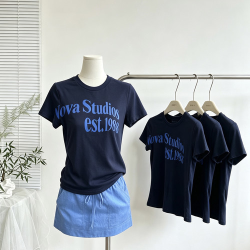 实拍新款 字母印花正肩短袖T恤女夏季韩版修身显瘦休闲百搭上衣