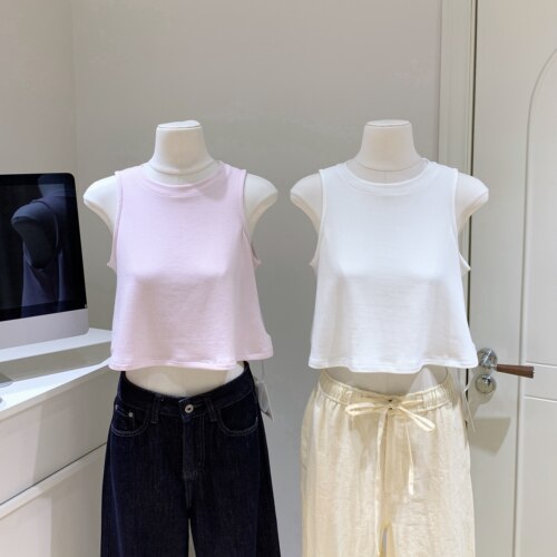 实拍新款美式圆领工字宽松无袖背心女夏季时尚休闲百搭辣妹风上衣