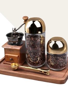 轻奢金玻璃密封罐收纳罐样板间厨房橱柜全屋整家软装饰品摆件道具