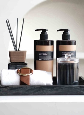 卫生间托盘套装摆件沐浴露洗发水毛巾扣香薰卫浴棉签筒样板间展示