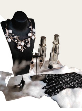 轻奢小香风兔毛桌垫梳妆台套装组合样板间衣帽间首饰模特项链耳环