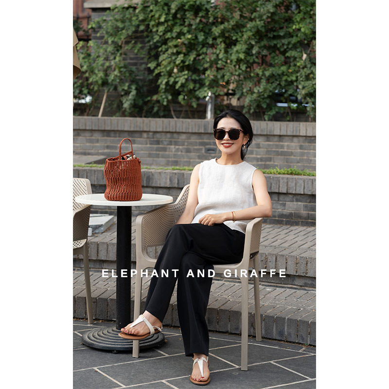 大象和长颈鹿 城市系列 随性惬意 14支亚麻无袖宽松背心 407108