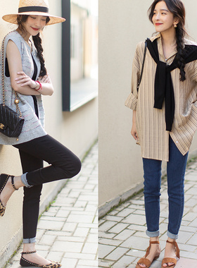 大象和长颈鹿 新型针织牛仔 四季可穿修身弹性毛边小脚裤 208106