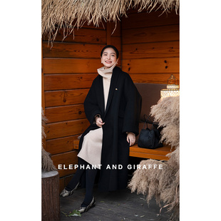 大象和长颈鹿 朗月清风 立裁羊绒混纺新中式毛呢连衣裙 412230