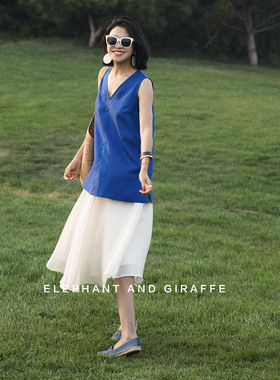 大象和长颈鹿 玻利维亚天空之镜 水光天丝醋酸纱鎏金半裙 507127