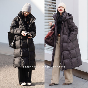 大象和长颈鹿 行走的棉被 厚实蓬松白鹅绒连帽长款羽绒服 512113