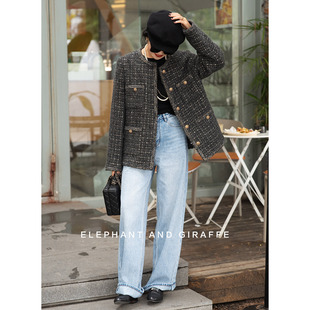 大象和长颈鹿 Bling Bling烫钻阔腿棉质牛仔裤高级磨白水洗510314