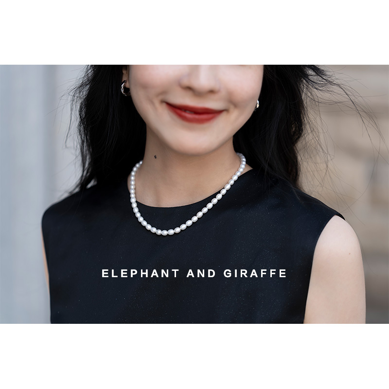 大象和长颈鹿 动静皆宜 百搭天然珍珠小米粒 珍珠项链 ACC344