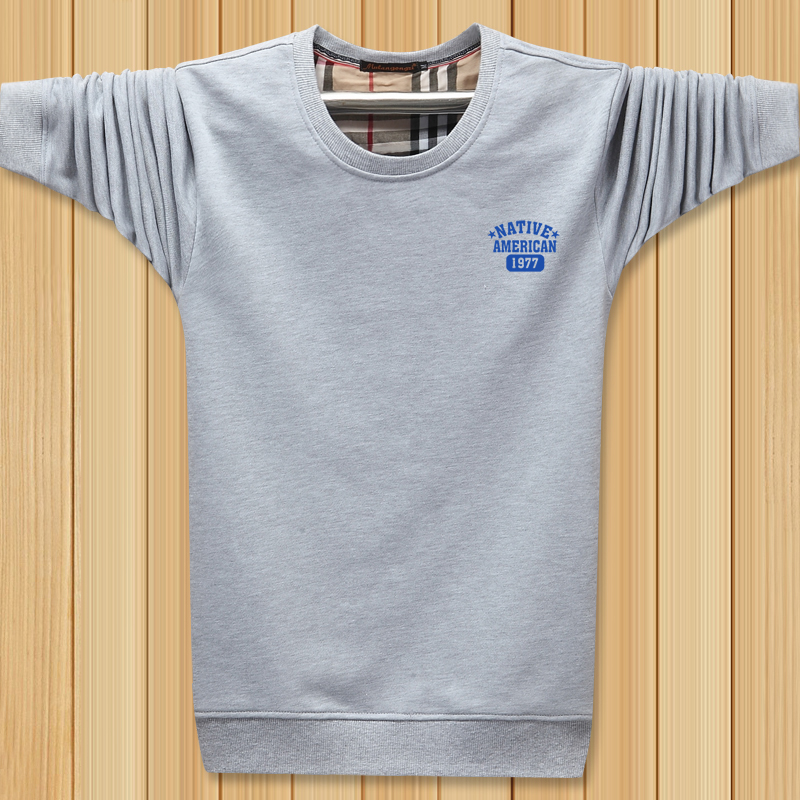 纯棉男士薄款卫衣春季运动休闲圆领长袖男加肥加大码宽松男装上衣