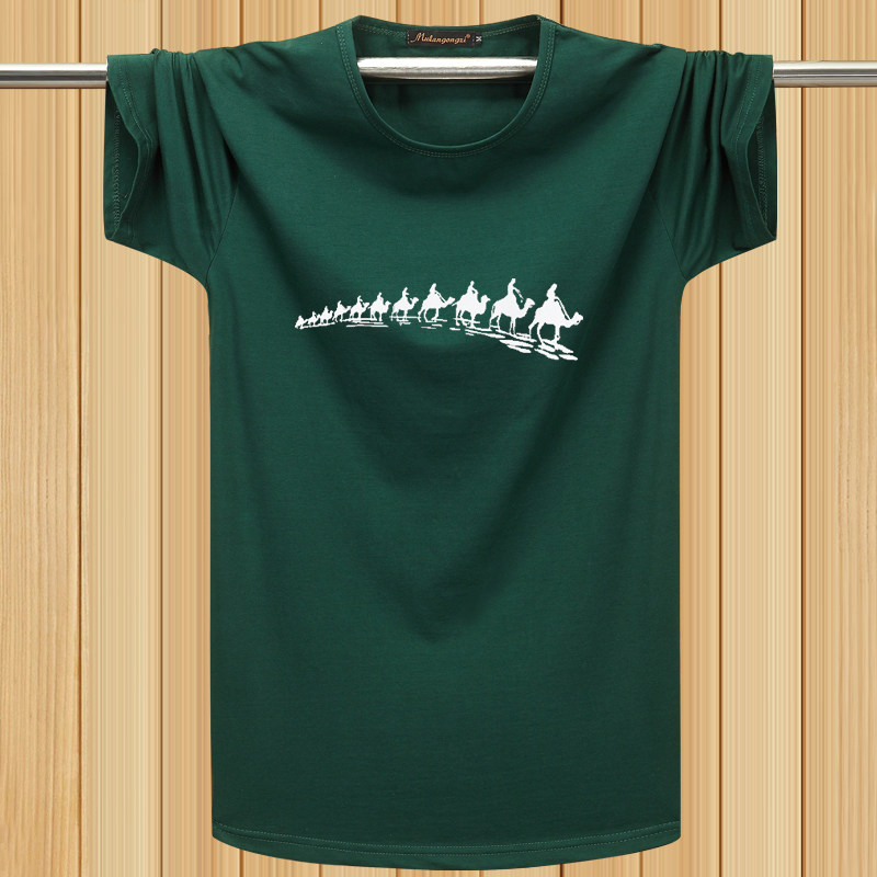 冰瓷棉男士短袖t恤圆领宽松加大码汗衫莫代尔纯棉半袖夏季运动t恤