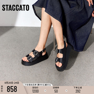 新款 休闲凉鞋 思加图2025夏季 时尚 子B2531BL5 厚底增高沙滩凉鞋 女鞋