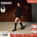 杨幂同款 骑士乐章黑色骑士靴长靴加绒增高长筒靴女 思加图2025新款