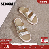 勃肯拖鞋 思加图新款 假日海岸奶油鞋 厚底一字拖女EF001BT5
