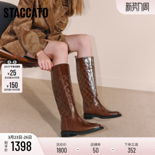 靴女靴子Z0522DG5 英伦风骑士靴长靴高筒靴时装 思加图冬季 新款