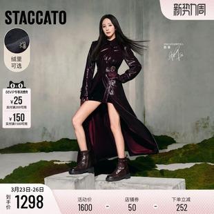 杨幂同款思加图新款荒野玫瑰英伦风厚底加绒马丁靴女鞋EGB38DZ5