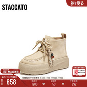 复古运动靴加绒短靴厚底增高时装 思加图冬季 新款 靴女靴子J0262DD5