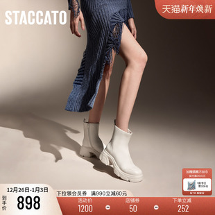 思加图新款 夜行少女弹力瘦瘦靴短靴厚底增高女靴J3453DD4