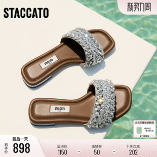 一字拖平底鞋 双轨星仙女风凉拖鞋 EEQ17BT6 思加图2026新款 杨幂推荐