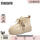 靴女靴子J0262DD5 复古运动靴加绒短靴厚底增高时装 思加图冬季 新款