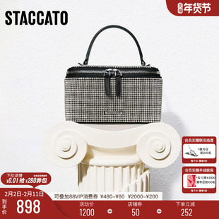 思加图2026新款时尚小方包钻包盒子包手提包单肩斜挎包女X8364AX6